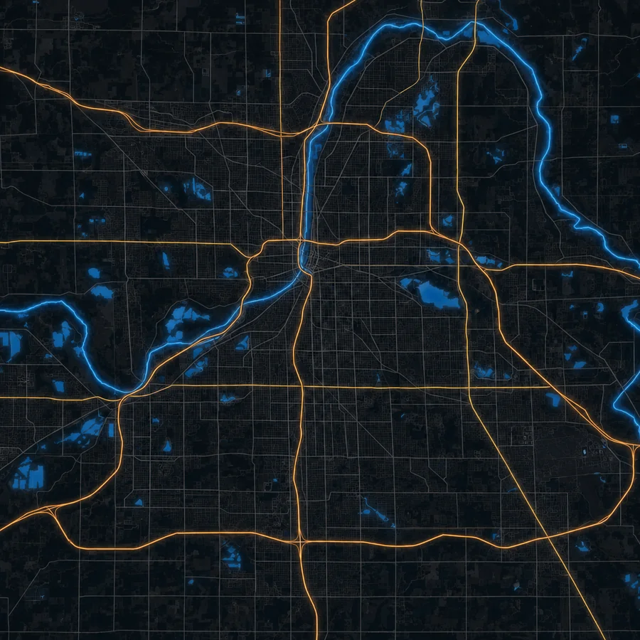 Illuminated map of the Grand Rapids area we service